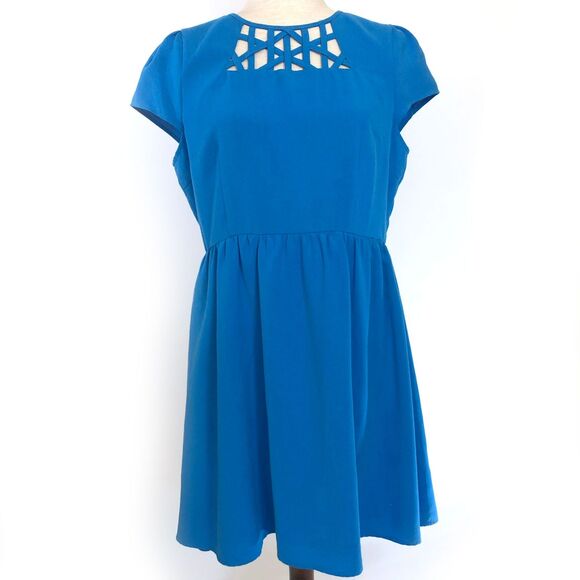 C. Luce Blue Strappy Neck Cap Sleeve Mini Dress - Picture 1 of 5